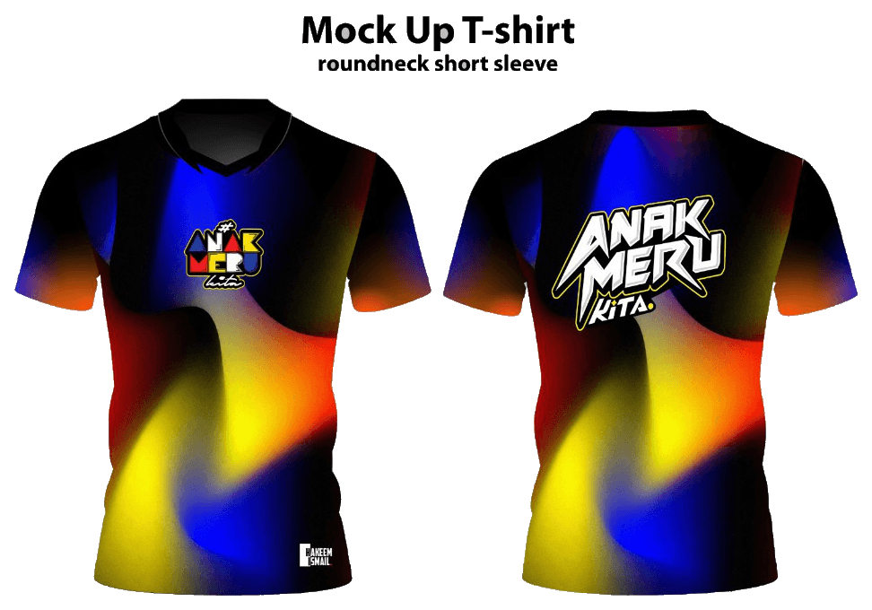 Mockup t-shirt #ANAK MERU kita — depan dan belakang